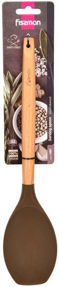 Ложка сервірувальна (кухарська) Fissman Chef's Tools 31.5см силікон, шоколадний | Зображення 2