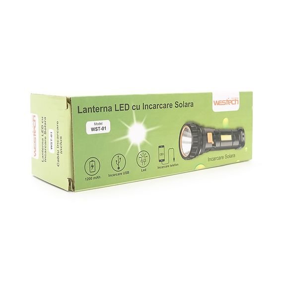 Ліхтарик ручний WST-01, 3W. OSL+COB. 3+1 режим, вбудований акумулятор, IP40 . 210х88х45. Box | Зображення 1