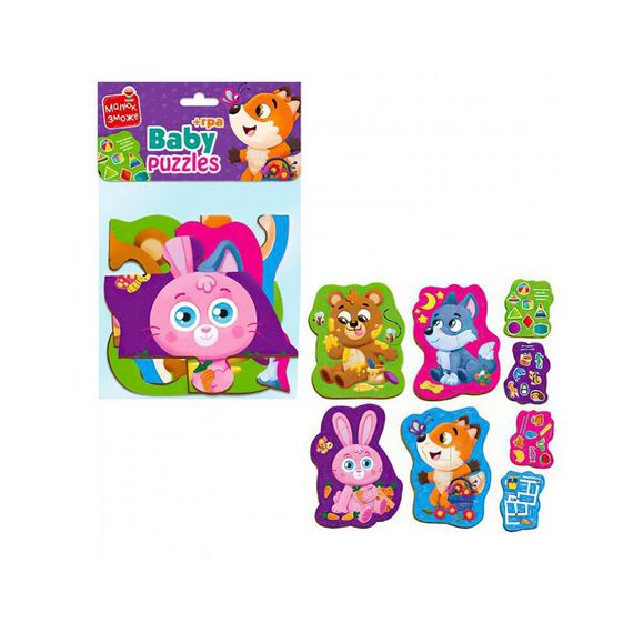Пазли максі з грою Малюк Зможе «Лісові звірі» Vladi Toys VT1722-22 Укр | Зображення 1