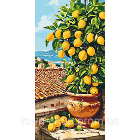 Картина по номерам "Цитрусовое дерево (лимон)" LW5116, 40х80 см