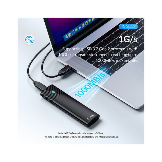 Карман внешний Orico USB3.2 Gen2 USB-C M.2 NVMe/NGFF(SATA) Dual Protocol SSD (HC380503) | Зображення 2