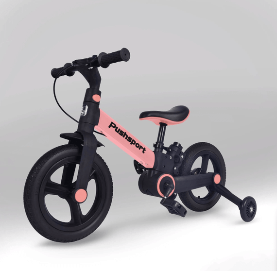 Детский велосипед-биговел 2в1 PUSH SPORT M10 | Ручной тормоз, страховочные колеса и регулируемое сиденье Розовый | Зображення 4