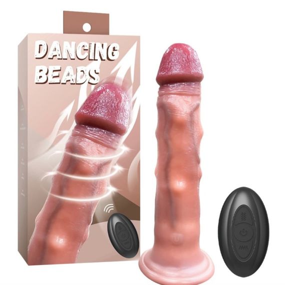 Фаллоимитатор DANCING BEADS с подвижными шариками на корпусе и пультом управления Sex Aura