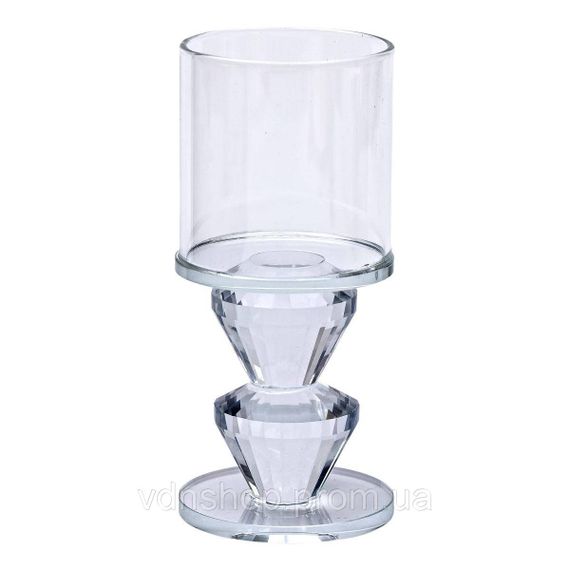 Підсвічник скляний 6×13.3 см на одну свічку підсвічник келих на ніжці декоративний прозорий HP-4-28M | Зображення 1