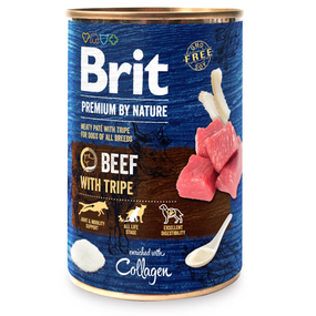 Влажный корм консерва паштет Brit Premium By Nature Beef with Tripe, для взрослых собак, говядина 800 г