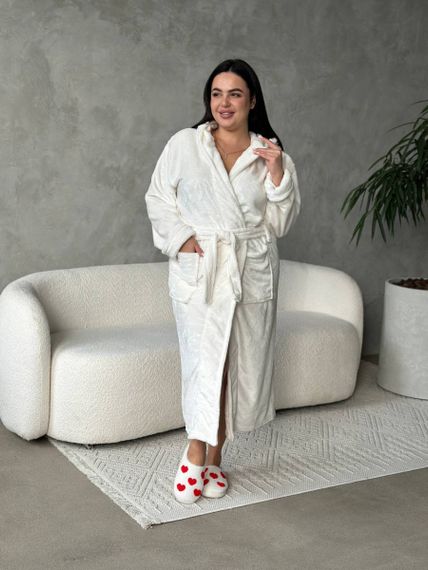 Теплий жіночий молочний халат PLUS SIZE | Зображення 4