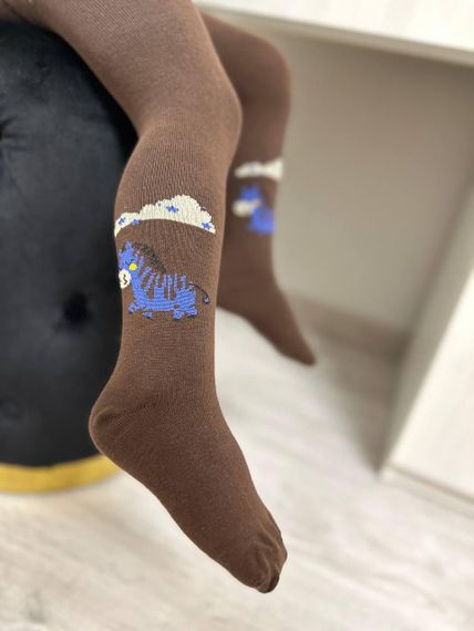 Колготи Twinsocks на хлопчика з малюнком коричневий, 86-92/55-2 роки | Зображення 1