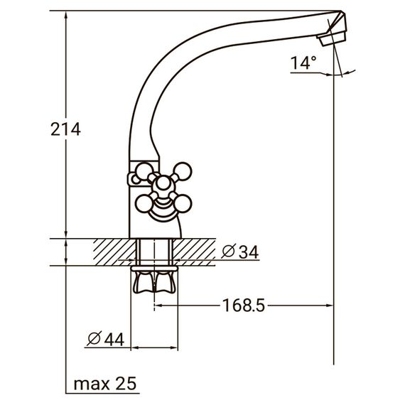 Змішувач PL 1/2" для кухні Г-гусак на гайці AQUATICA (PL-4B255C) 9777120 | Зображення 1