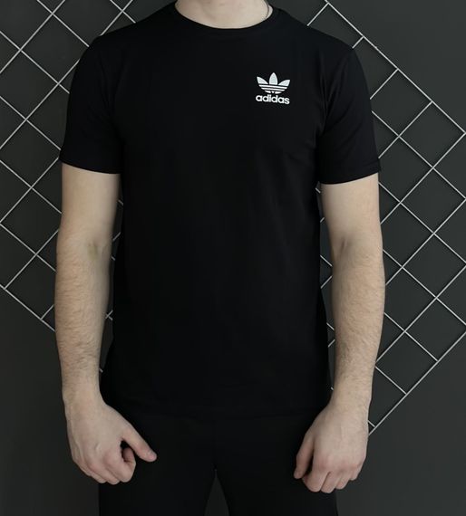 Комплект 3 в 1 Демісезонний спортивний костюм Adidas чорна кофта на змійці + чорні штани (двонитка) + Футболка чорна Adidas | Зображення 5