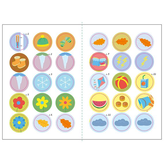 Книга з наклейками Малюк Киць-Киць "Погода" 1841005, 12 сторінок | Зображення 3