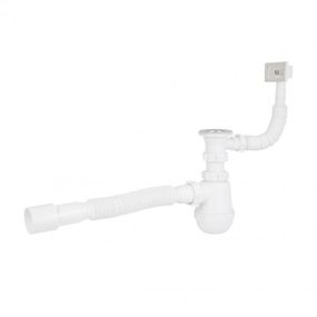 Сифон для кухонної мийки Lidz LK17, колбовий з квадратним переливом (вихід 50 мм)