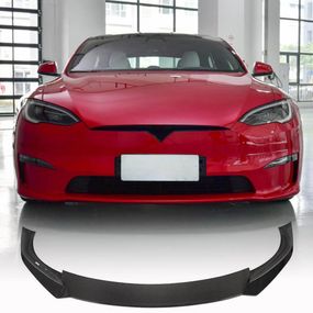 Накладка на передній бампер Lip V1 (2021-2025, Карбон) для Tesla Model S 2012- рр