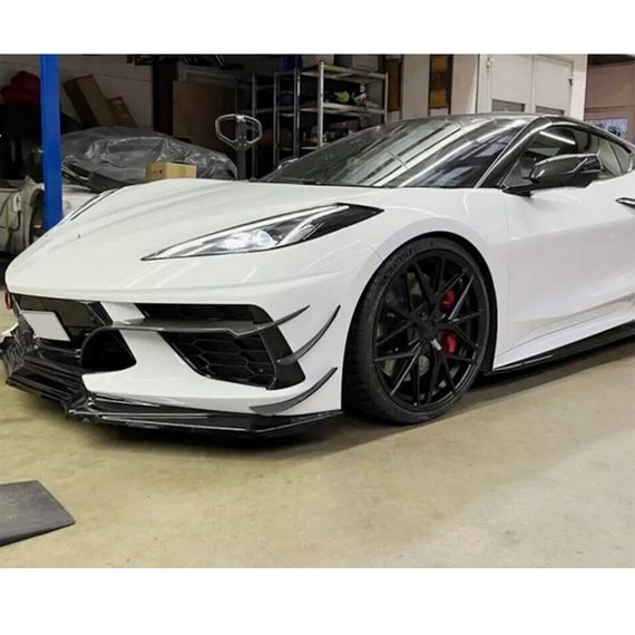 Накладки на передній бампер (2019-2022, Карбон) для Chevrolet Corvette C8 2019- рр | Зображення 1