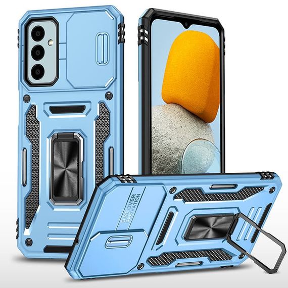Ударопрочный чехол Camshield Army Ring для Samsung Galaxy A14 4G/5G Голубой / Light Blue