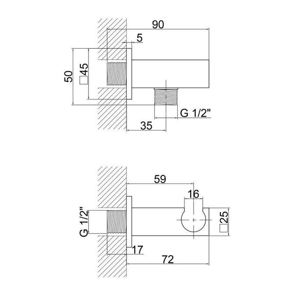 Підключення з тримачем для шланга Qtap Spojeni прямоугольне QTCRMBH130 Chrome (Fixsit) | Зображення 1