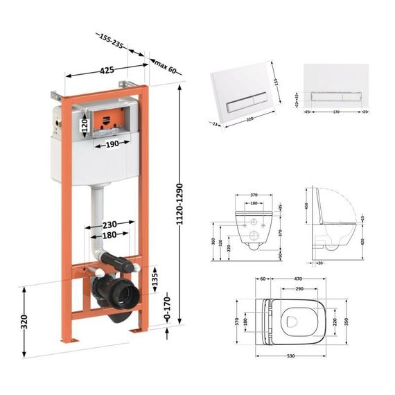 Готове рішення Qtap для ванної кімнати: підвісний унітаз Gemini Ultra Quiet 530х365х373 + комплект інсталяції Nest 4 в 1 | Зображення 1