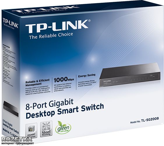 Коммутатор TP-LINK TL-SG2008 8xGE Smart Switch (TL-SG2008) | Зображення 3