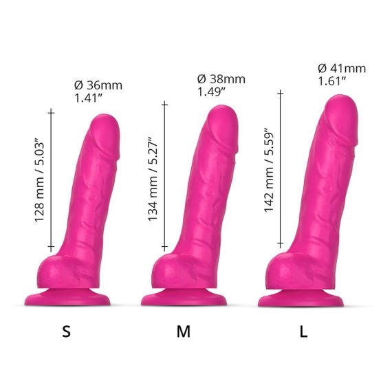 Реалистичный фаллоимитатор Strap-On-Me Sliding Skin Realistic Dildo Fuchsia S, эффект подвижной кожи sexstyle | Зображення 5