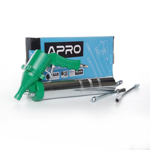 Пістолет для видавлювання мастила пневматичний 400 мл, дві насадки APRO 8501331 | Зображення 2