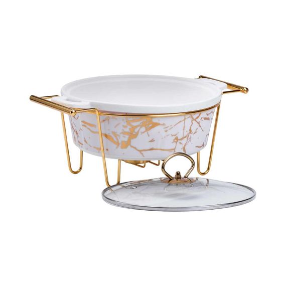 Мармит круглый 1,5 л фарфоровый с подогревом 31*24*18 см HP1038 | Зображення 3