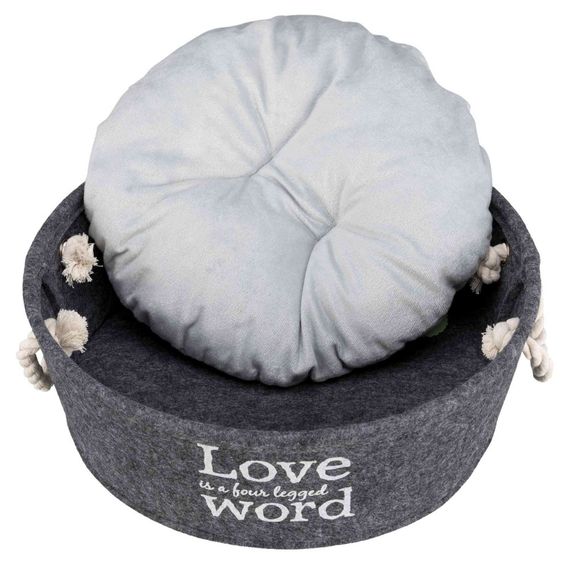 Лежак Trixie для собаки Lian з ручками та наповнювачем із флісу сірий фетр/плюш 37 см | Зображення 2