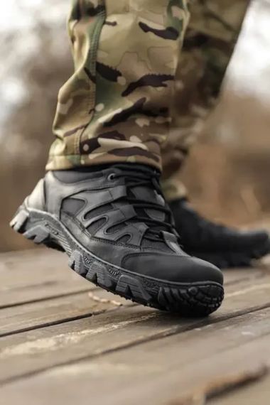 Тактичні літні кросівки Crazy шкіра вставки Cordura чорні | Зображення 6