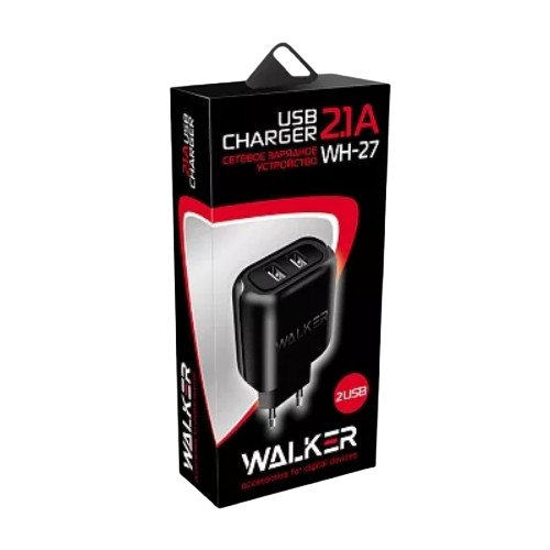 Зарядний пристрій мережевий 2USB + кабель MicroUSB 2,0A чорний WALKER WH-27 | Зображення 2