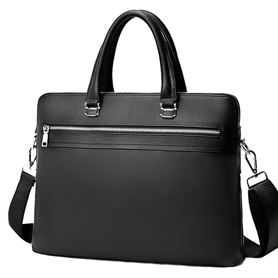 Шкіряна чоловіча ділова сумка-портфель чорна Tiding Bag 30987 | Зображення 1