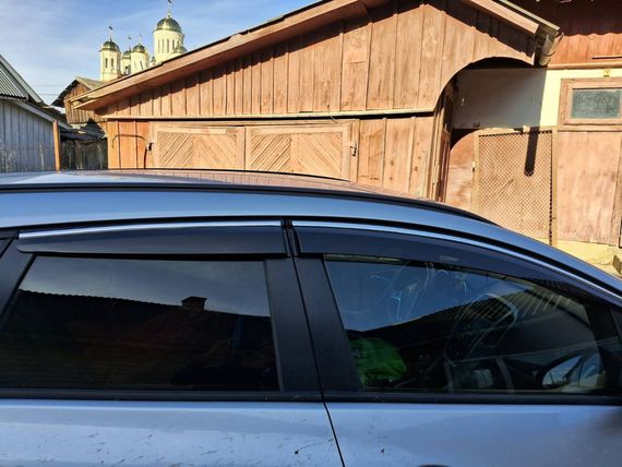 Ветровики с хром с полоской HB/SD (4 шт, Sunplex Chrome) для Opel Astra J 2010-2024 гг | Зображення 1