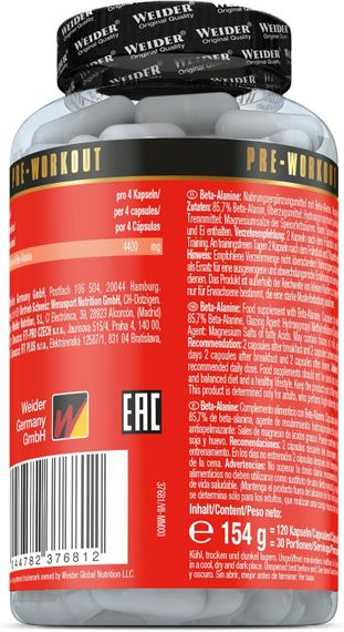 Бета-аланін Weider Beta-Alanine 120 caps | Зображення 1