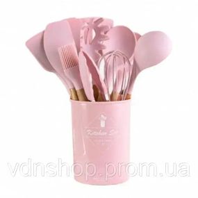Набір кухонного приладдя силіконовий  Kitchen Set RB-2239 рожевий (12 предметів)