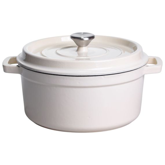 Кокотниця чавунна емальована 4,5 л, бежевий Yiwu HP-FLG-4 WHITE