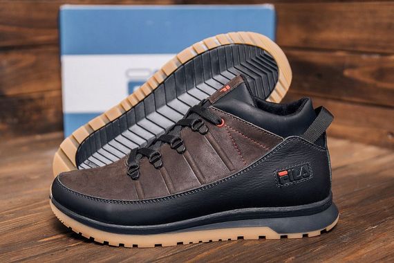 шкіряні зимові кросівки Fila коричневі | Зображення 7