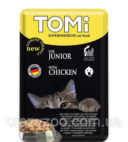 Влажный корм для котят TOMi Junior Chicken с курицей 100 г 465172
