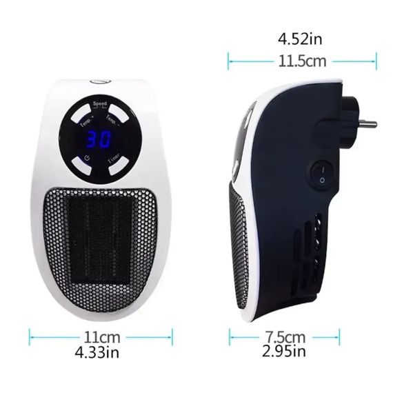 Портативний обігрівач 500W, Portable Heater з дисплеєм / Настінний електрообігрівач | Зображення 5