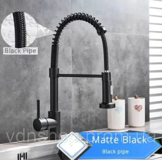 Стильний кухонний змішувач Matte Black Гнучкий кран з обертанням потоку в 360 градусів | Зображення 3