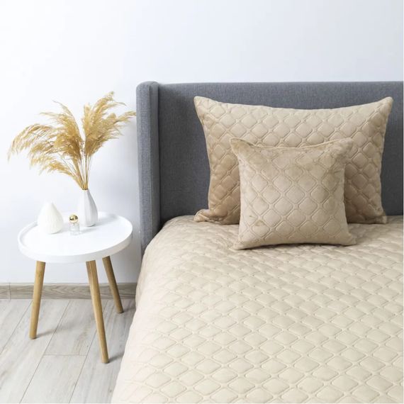 Покрывало двуспальное ТЕП Velour Ромб круглый 4-00516-22471 180х240 см золотой беж | Зображення 4