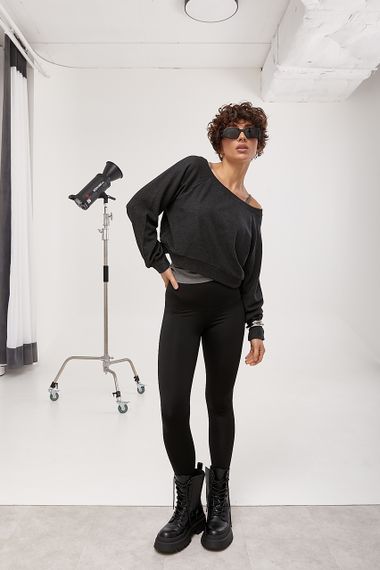 Вільна кофтинка у комлекті з майкою - темно-сірий цвет, ONE SIZE (є розміри) | Зображення 2