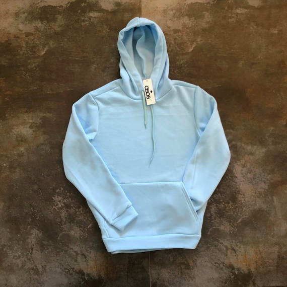 Мужской теплый худи-толстовка на флисе, BD0001 цвет голубой, размер XL