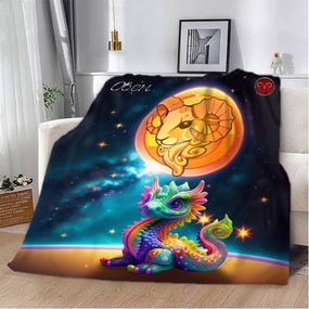 Плед 3D авторський зі знаком зодіаку на 2024 рік Овен 12876 135х160 см
