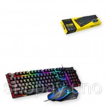 Ігровий комплект клавіатура та миша навушники килимок 4в1 Linmoni TF-400 Kit з RGB підсвічуванням для геймерів | Зображення 1