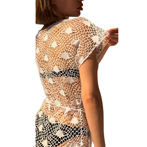 Накидка на купальник  пляжна жіноча біла M | Зображення 1