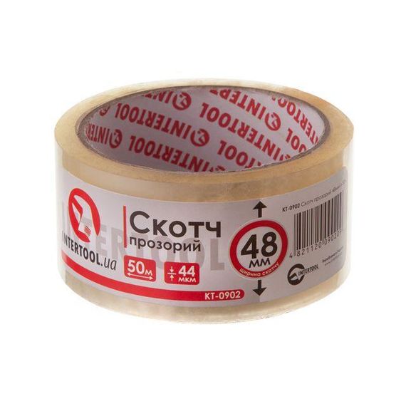 Скотч прозорий 48 мм*50 м*52мкм INTERTOOL KT-09021