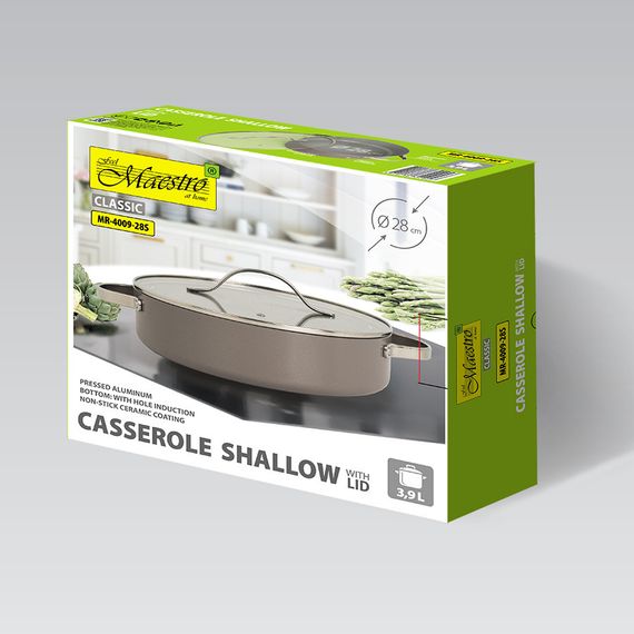 Каструля Maestro Shallow MR-4009-28S, 3.9 л, 28 см, алюмінієва з кришкою та антипригарним покриттям | Зображення 4