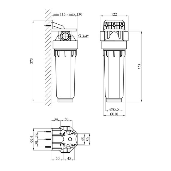Фільтр-колба Atlas Filltri DP 10 Mono 3/4" OT TS Complete Housing | Зображення 1
