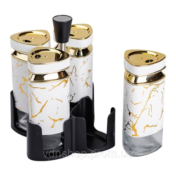 Набір баночок для спецій 4 шт 120 мл карусель для зберігання спецій HP-1330 | Зображення 3