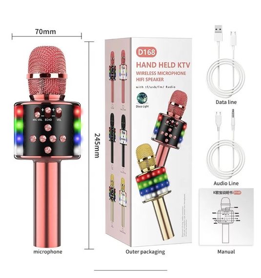 Караоке Микрофон D168 Розовое Золото | Зображення 3