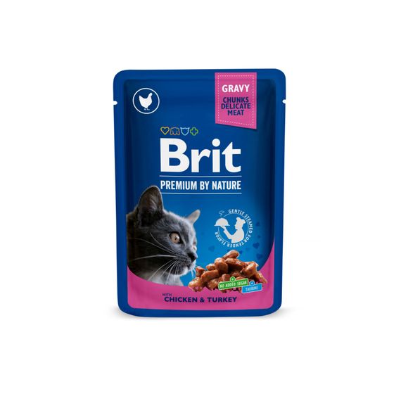 Корм вологий Brit Premium Cat Family Plate pouches набір паучів сімейна тарілка для котів асорті 4 смаки 100 г х 12 шт. | Зображення 5