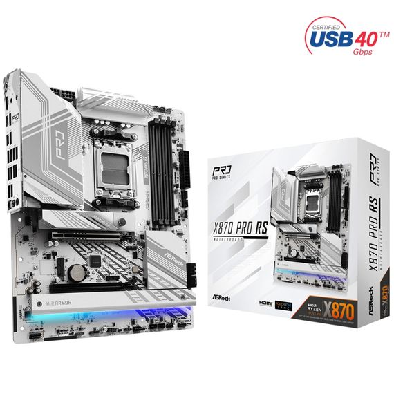 ASRock X870 PRO RS (AM5/X870, 4*DDR5, 2xPCIex16, HDMI/USB4, 4xSATA, 3xM.2, 2.5GLan, ATX) | Зображення 1