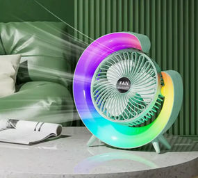 Портативний міні вентилятор з RGB LED підсвічуванням та функцією нічника